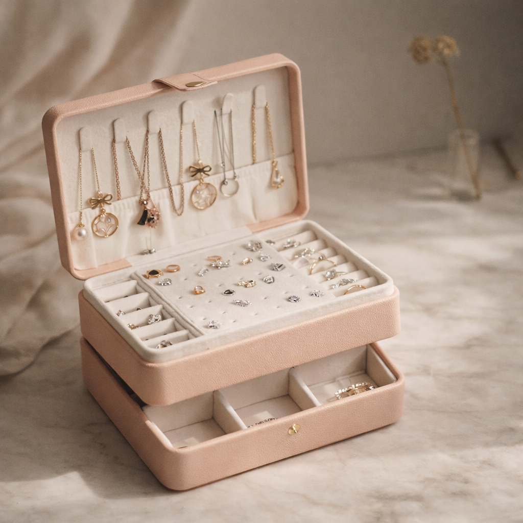 Boîte à bijoux de voyage compacte