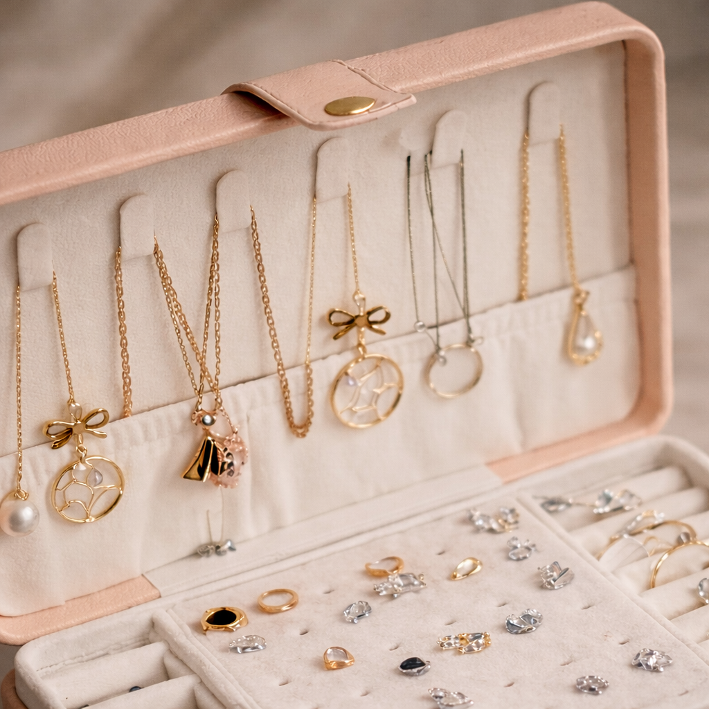 Boîte à bijoux de voyage compacte