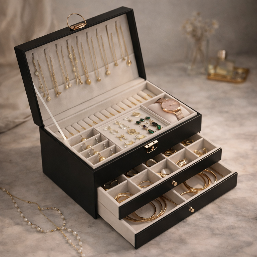 Boite à Bijoux avec tiroirs empilés