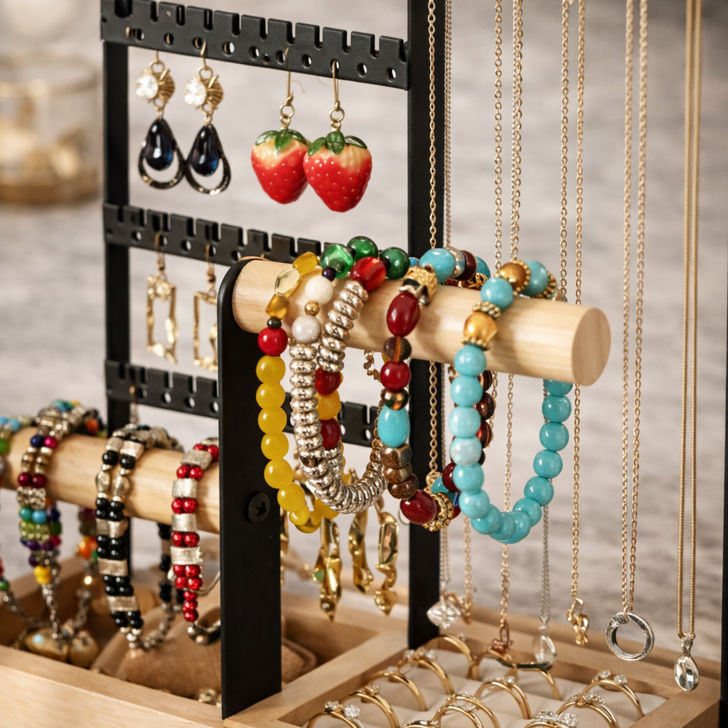 Présentoir à Bijoux en Bois et Métal