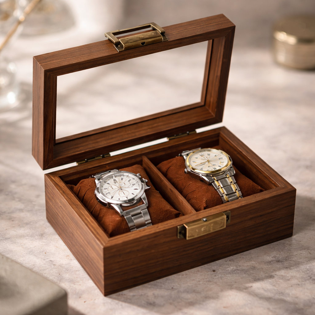 Boite à Montres en Bois avec Vitre