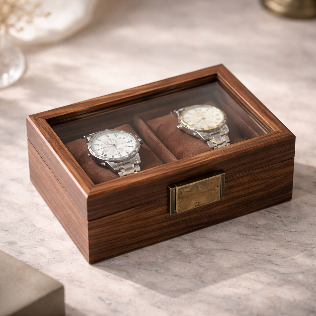 Boite à Montres en Bois avec Vitre