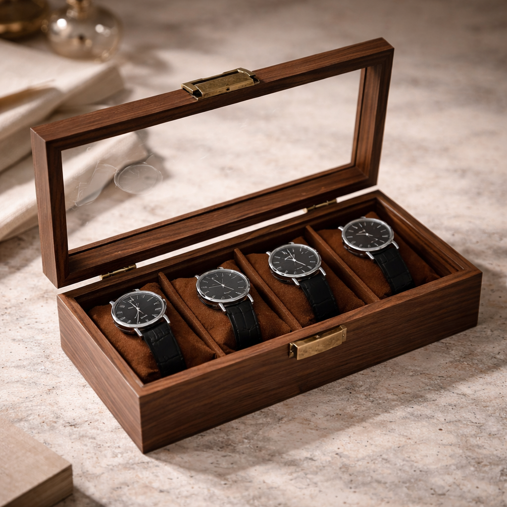 Boite à Montres en Bois avec Vitre