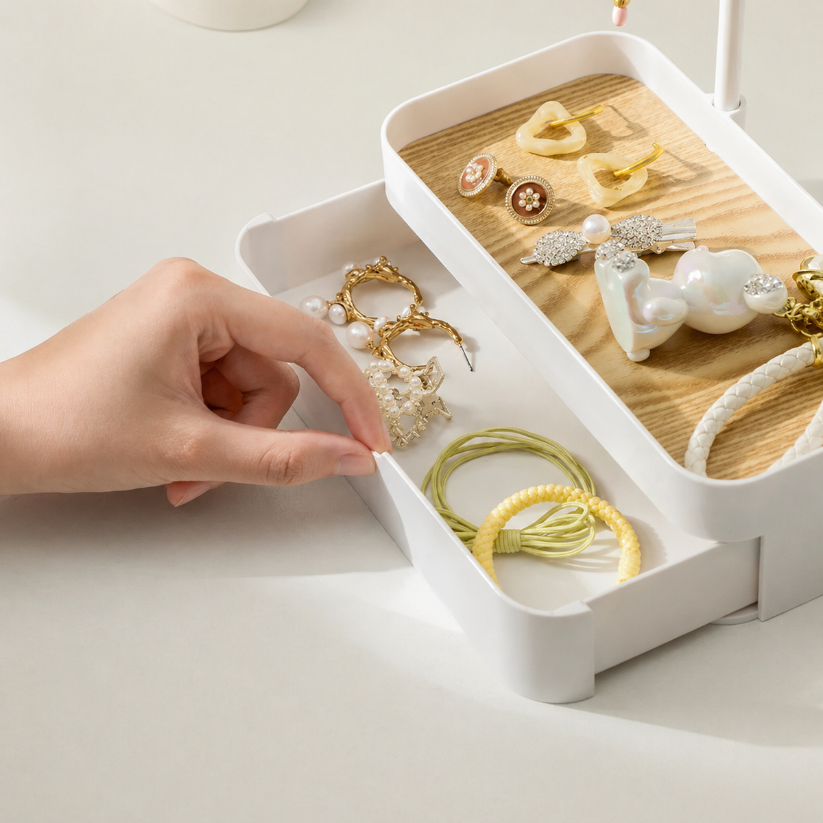 Présentoir Bijoux Bois Moderne Avec Tiroir