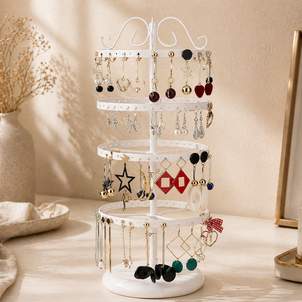 Présentoir Rotatif Boucles d’Oreilles 4 Niveaux En Métal