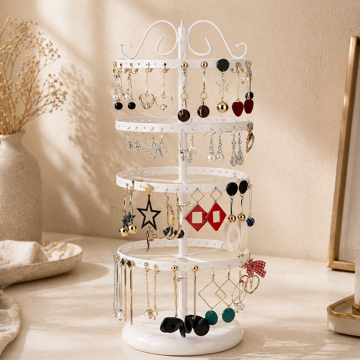 Présentoir Rotatif Boucles d’Oreilles 4 Niveaux En Métal