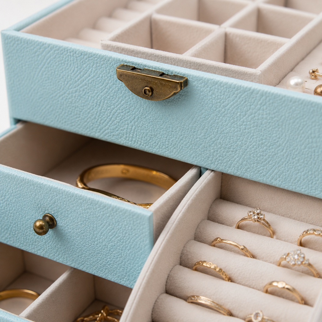 Boîte à Bijoux Grande Capacité avec Tiroirs et Compartiments