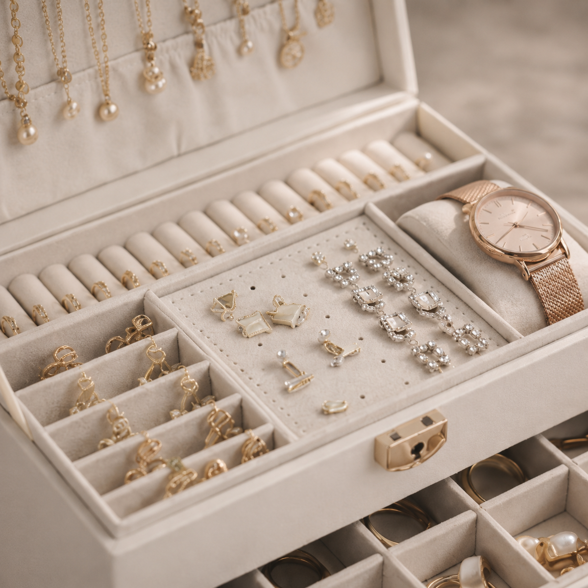 Boite à Bijoux avec tiroirs empilés