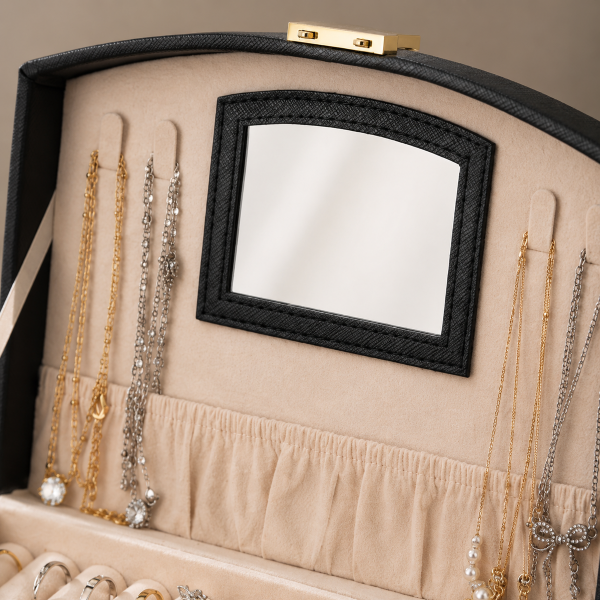 Boîte À Bijoux De Voyage Avec Miroir | Saphira