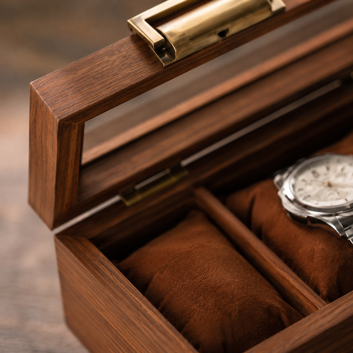 Boite à Montres en Bois avec Vitre