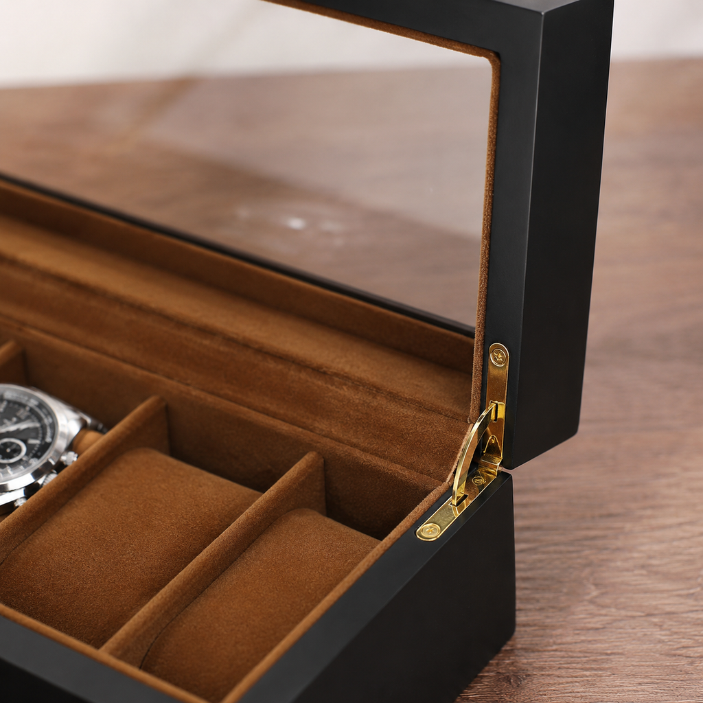 Boîte À Montres Noire Avec Vitre