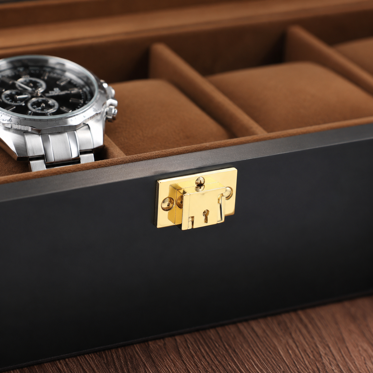 Boîte À Montres Noire Avec Vitre