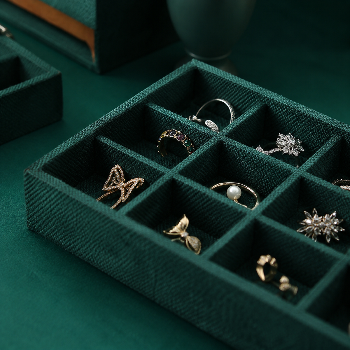 Coffret à bijoux en velours multi-niveaux verrouillable | Alba