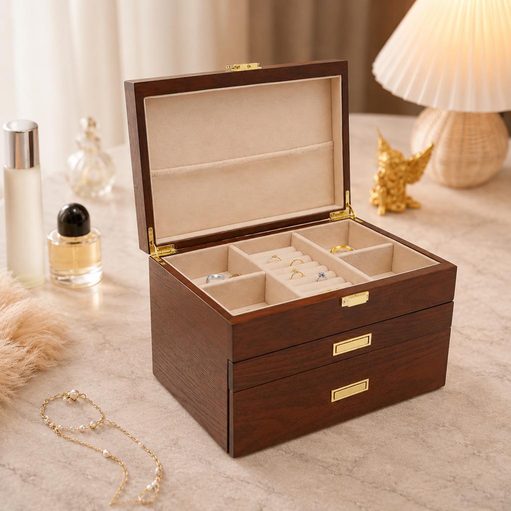 Boîte À Bijoux En Bois Avec Tiroirs