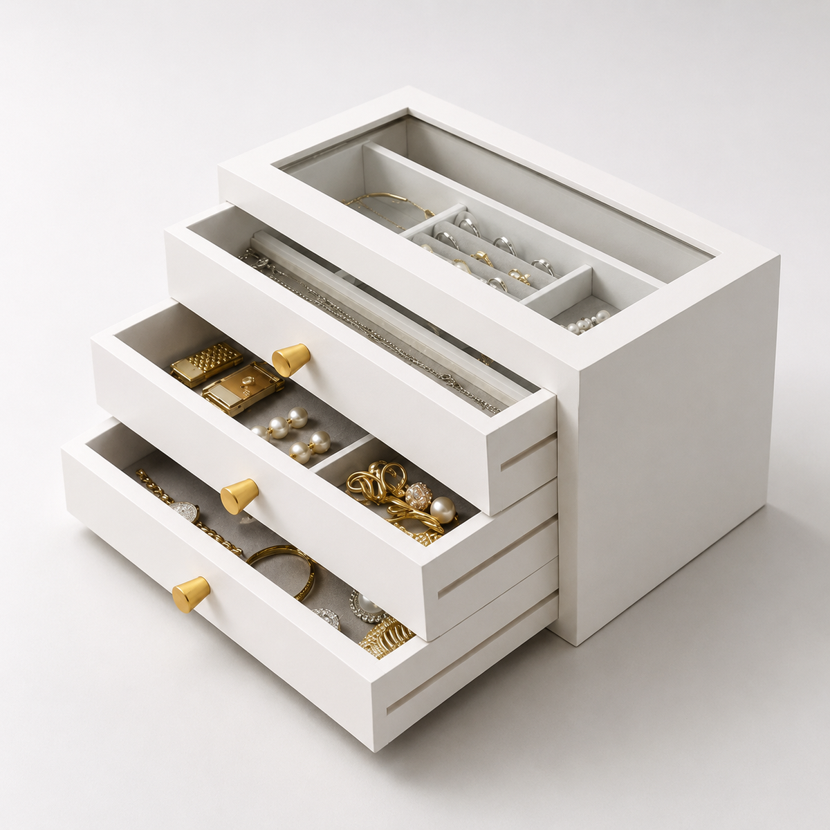 Boîte À Bijoux 3 Tiroir En Bois