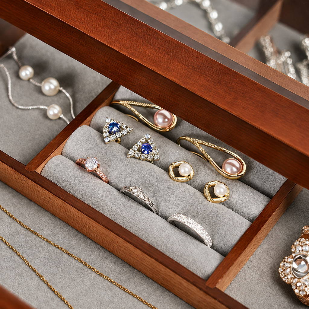 Boîte À Bijoux 3 Tiroir En Bois