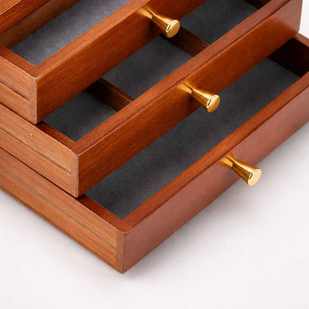 Boîte À Bijoux 3 Tiroir En Bois
