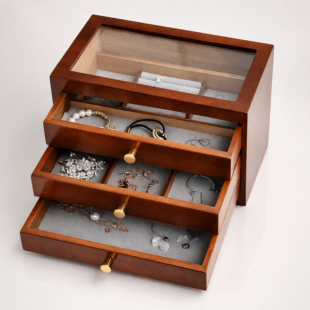 Boîte À Bijoux 3 Tiroir En Bois