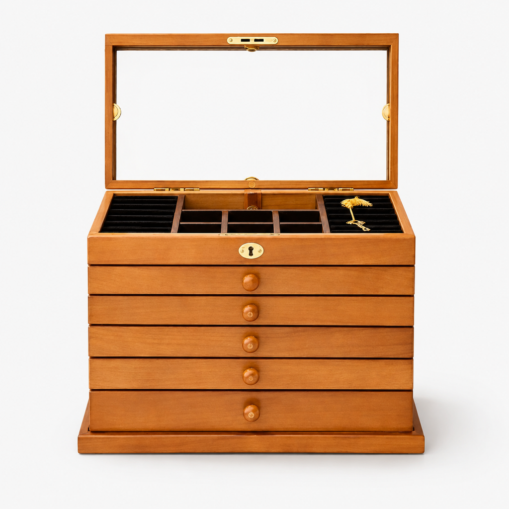 Grande boîte À Bijoux En Bois 6 Tiroirs