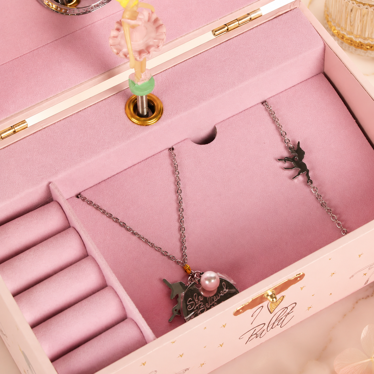 Boîte À Bijoux Musicale Pour Fille Avec Ballerine Et Miroir | Mélodie