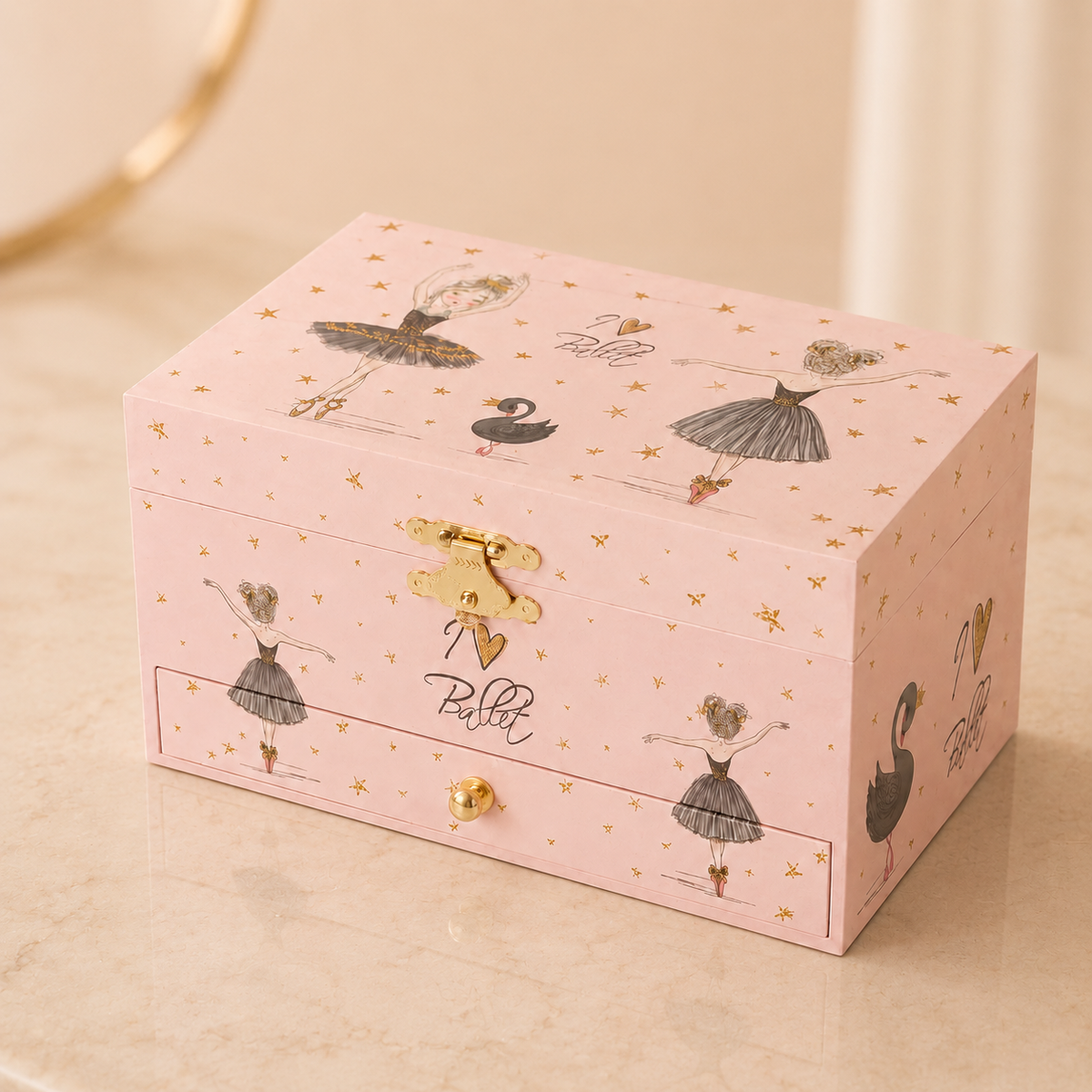 Boîte À Bijoux Musicale Pour Fille Avec Ballerine Et Miroir | Mélodie