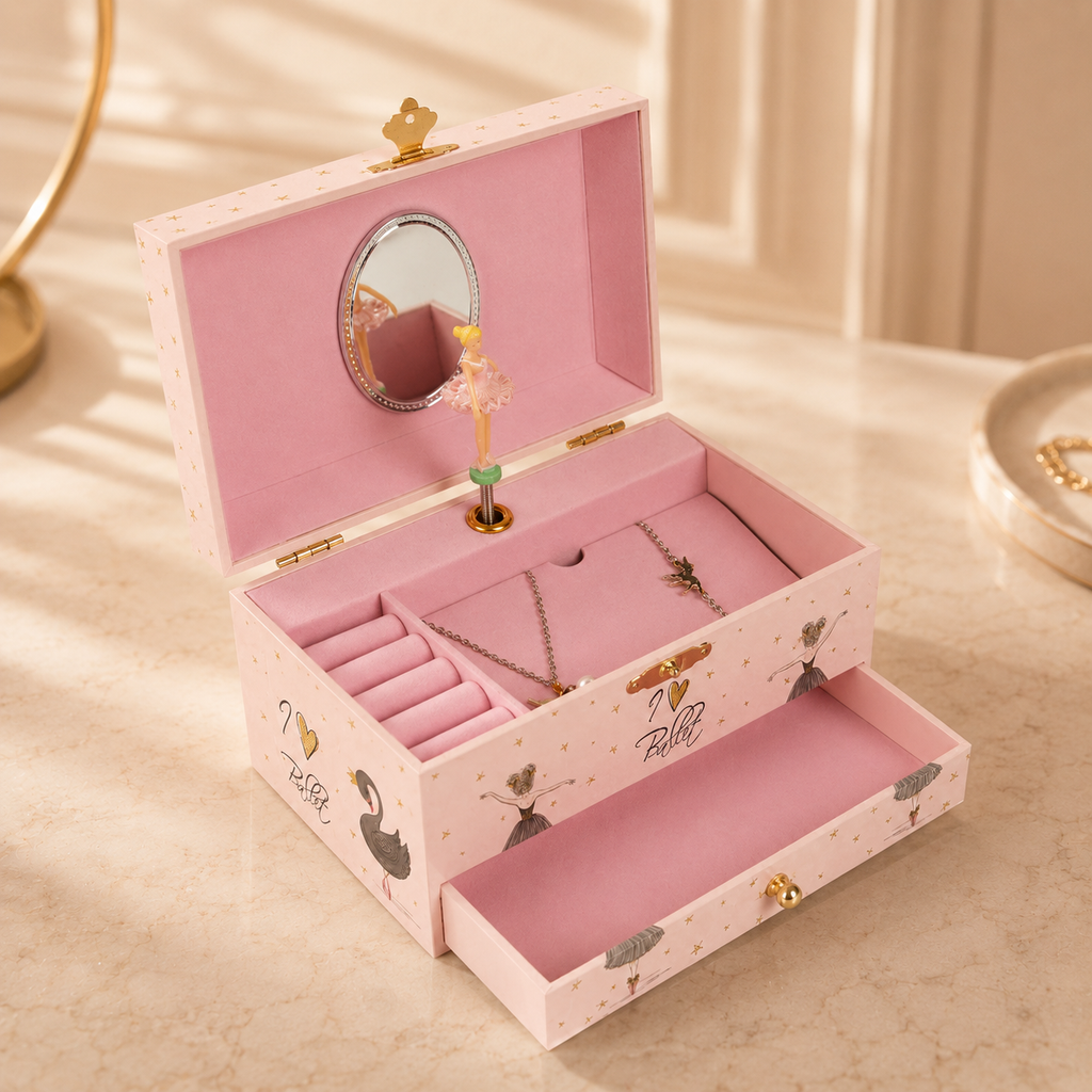 Boîte À Bijoux Musicale Pour Fille Avec Ballerine Et Miroir | Mélodie