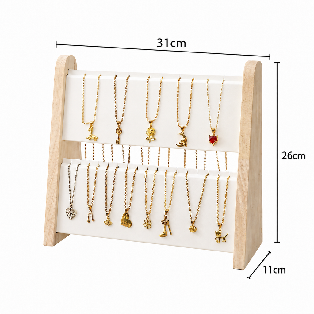 Présentoir à Colliers en Bois Double Rangée
