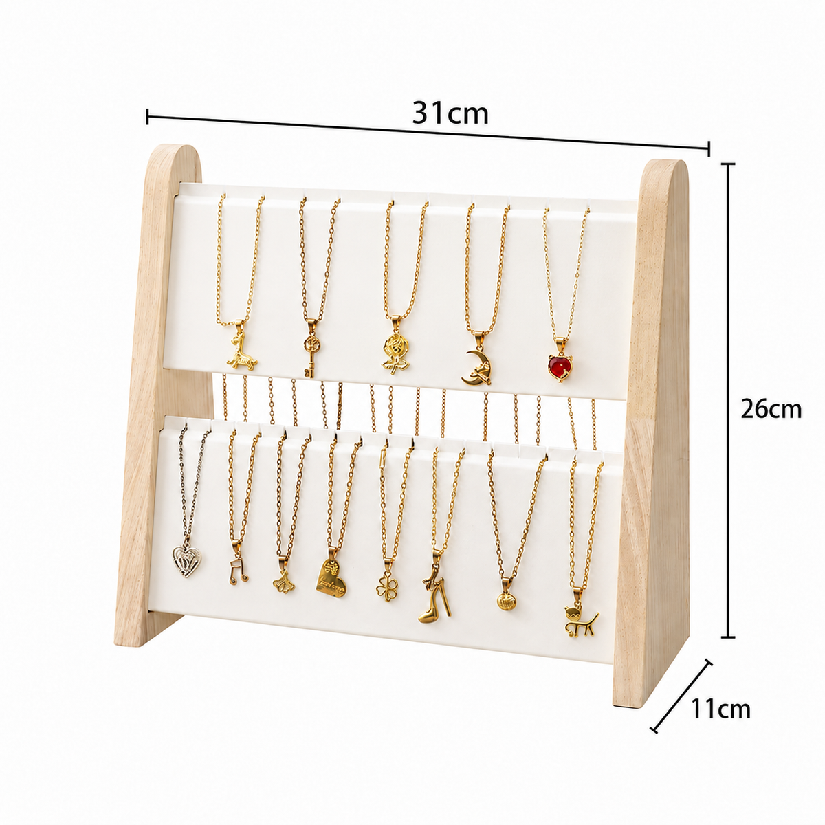 Présentoir à Colliers en Bois Double Rangée