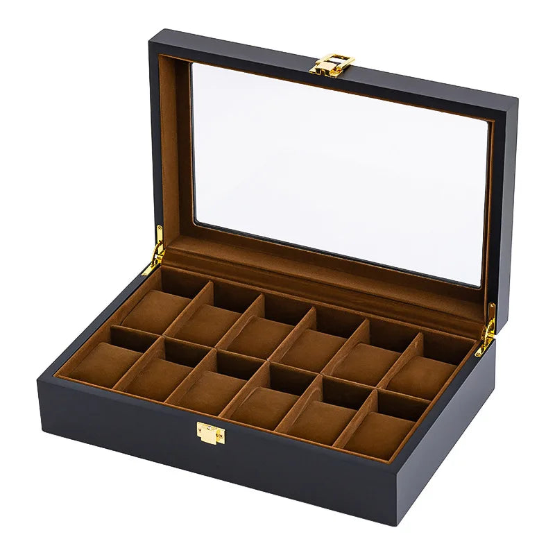Boîte À Montres Noire Avec Vitre