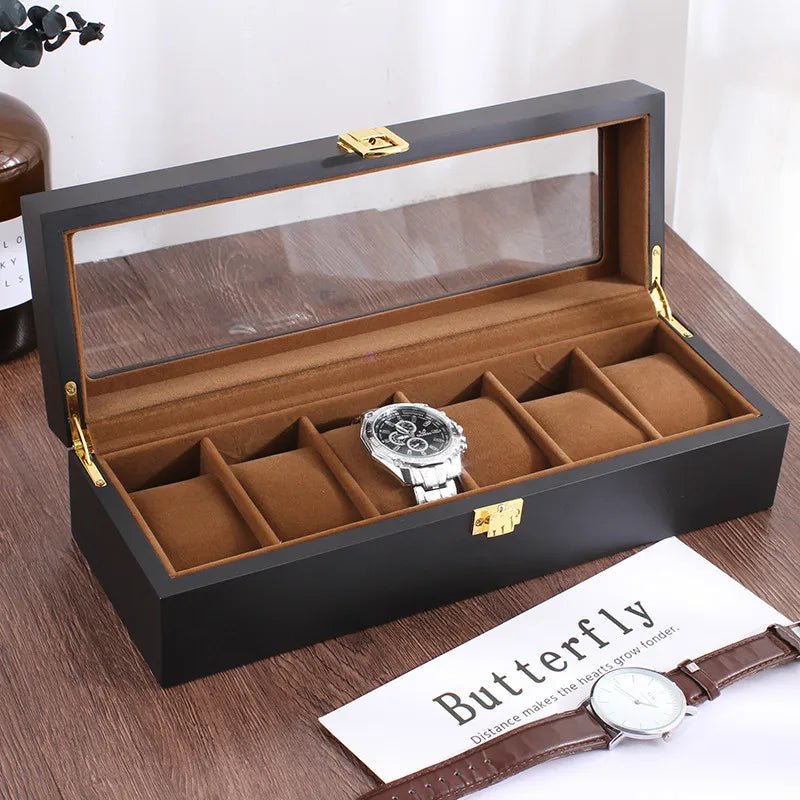 Boîte À Montres Noire Avec Vitre