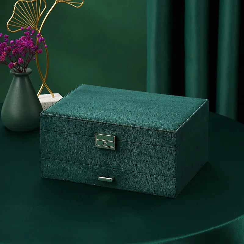 Coffret à bijoux en velours multi-niveaux verrouillable | Alba