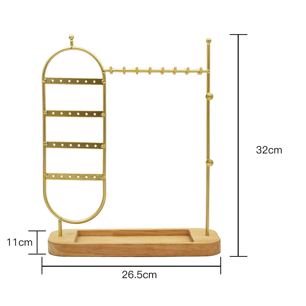 Porte-Bijoux En Métal Avec Base En Bois