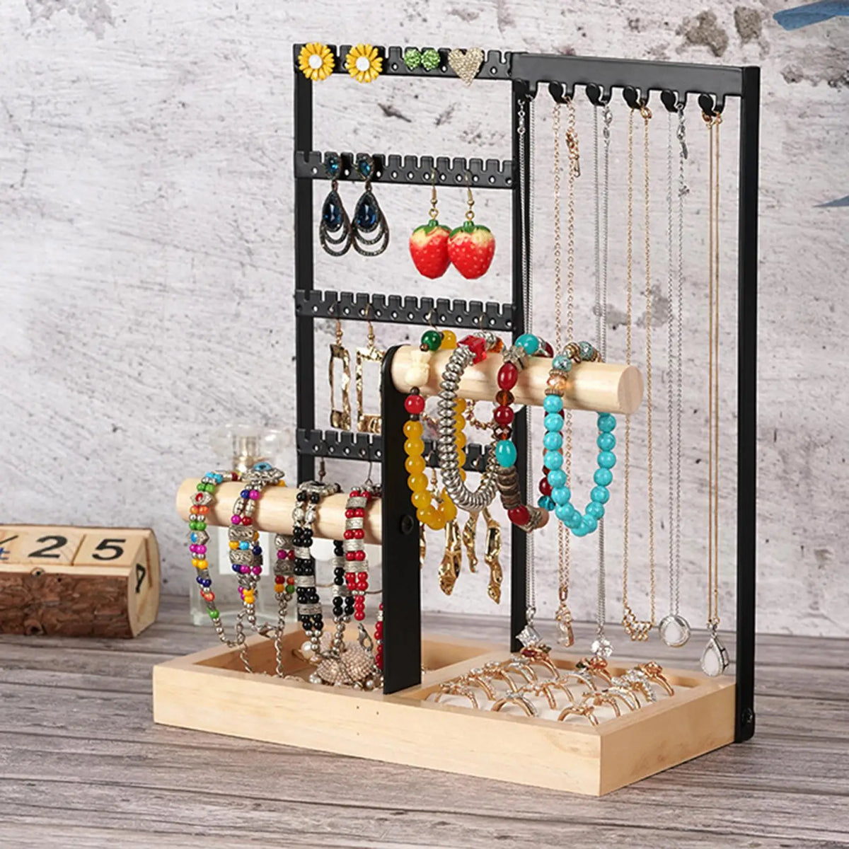 Présentoir à Bijoux en Bois et Métal