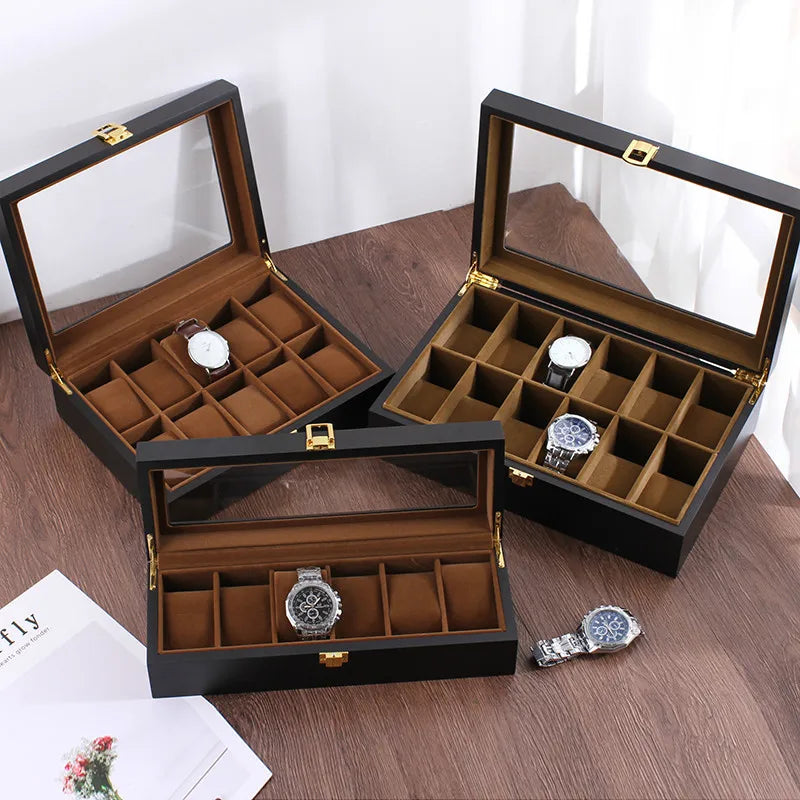 Boîte À Montres Noire Avec Vitre